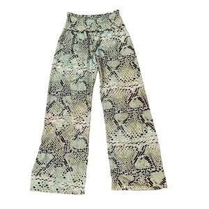 Agua Bendita Cobra Snake Wide Leg Smocked Sheer Palazzo Pants Cover Up